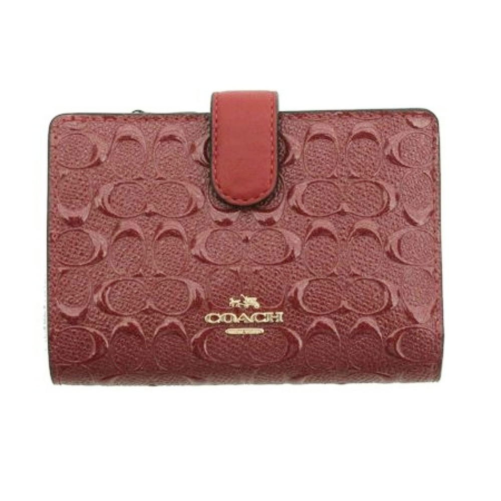 COACH Medium Corner Zip Debossed Wallet in Dark Re